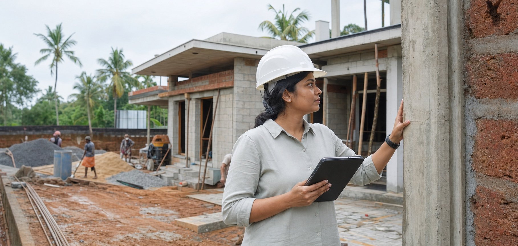 An independent site inspection at a Kerala home build